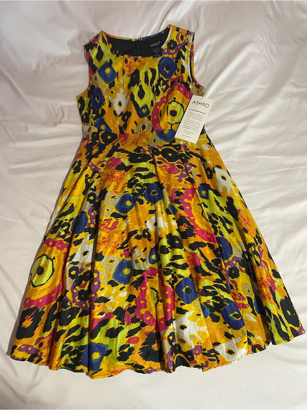 Ashro Yellow Multicolor Floral Fit & Flare Midi Dress